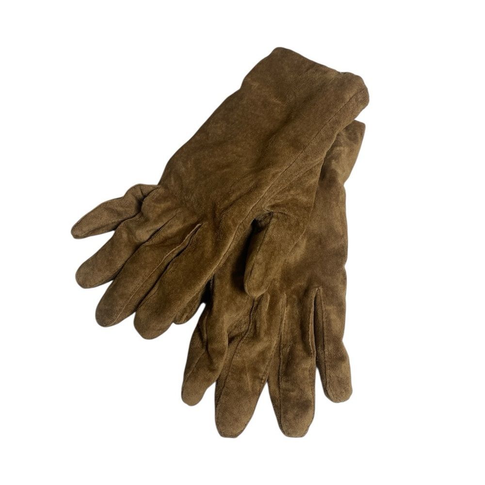 Genuine Leather Suede Gloves | Brown Pig Suede Lined Winter Gloves | Size M